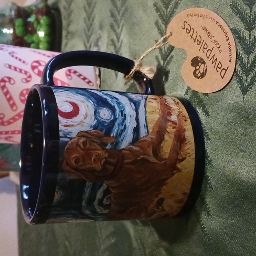 Pawpalettes Artistic NWT Blue & Brown Dog Van Growl Mug 11oz By Kish Serrano
